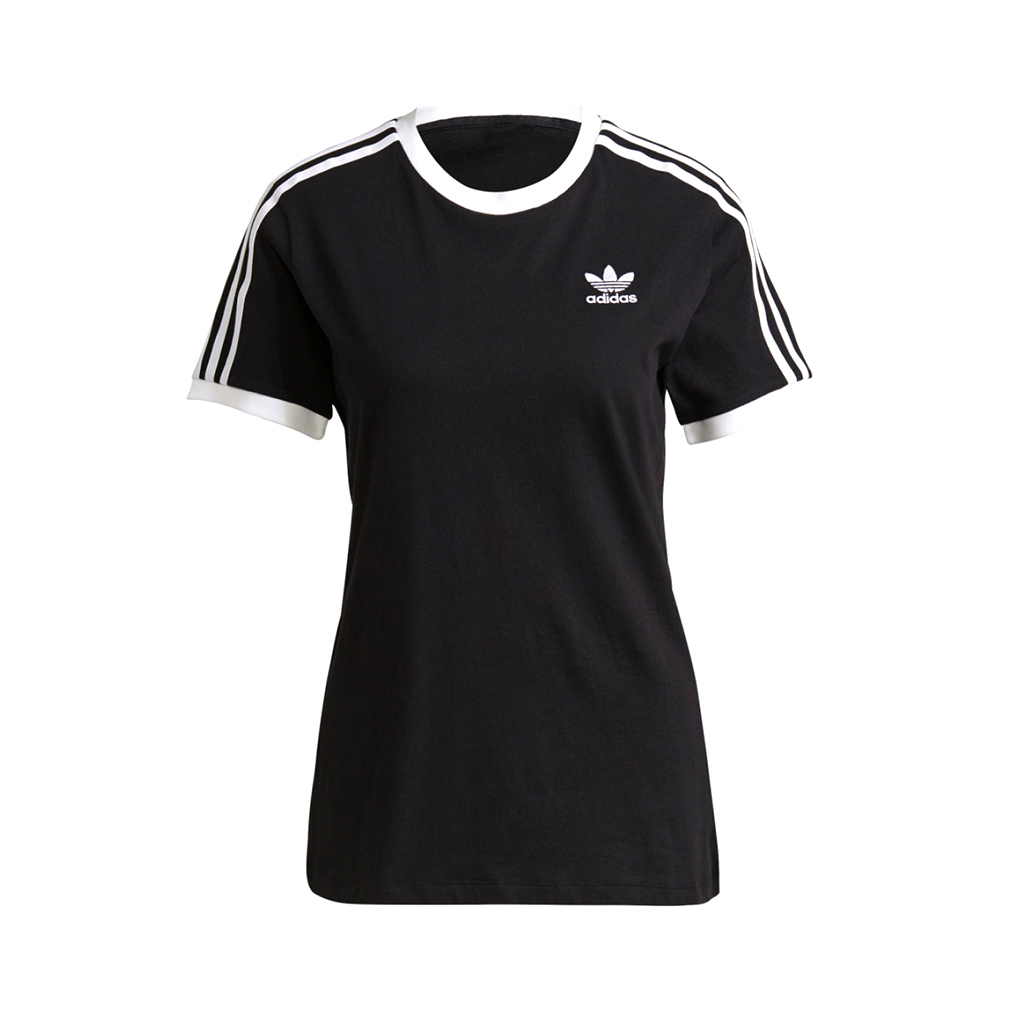 Adidas T-Shirt 3 Stripes Donna Nero/Bianco