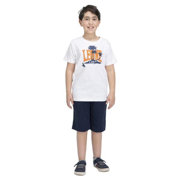 Leone Boy t-shirt + bermuda Junior Optical White